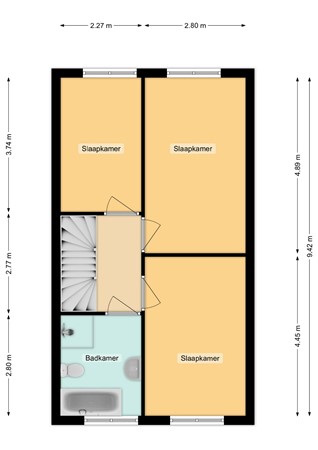 Floorplan - Vermeerstraat 48, 2525 VM The Hague